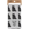 Love And A Cat Kitchen Towel - Cotton