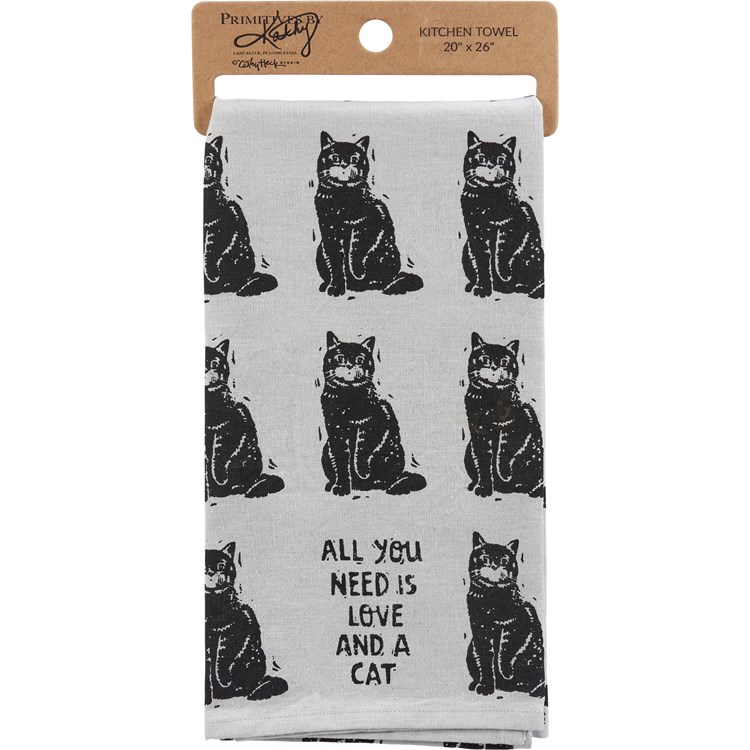 Love And A Cat Kitchen Towel - Cotton