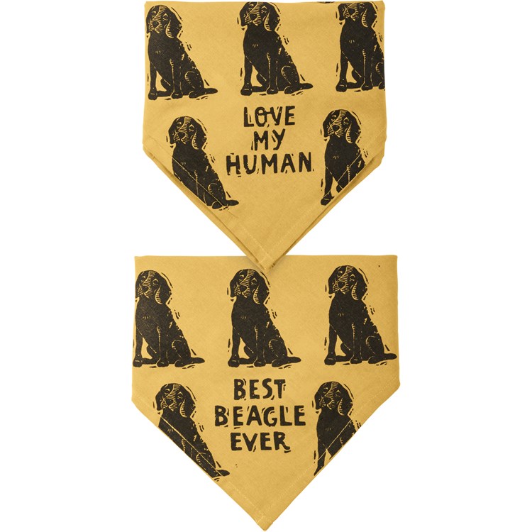 Pet Bandana Lg - Beagle/Love My Human - 21" x 21" - Cotton