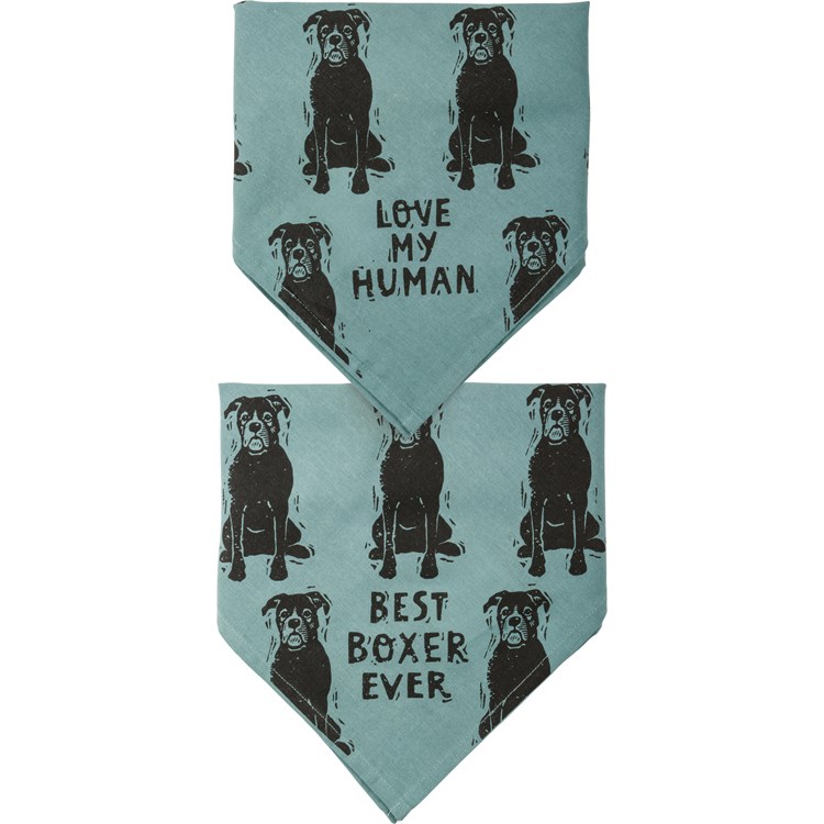Boxer/Love My Human Large Pet Bandana - Cotton