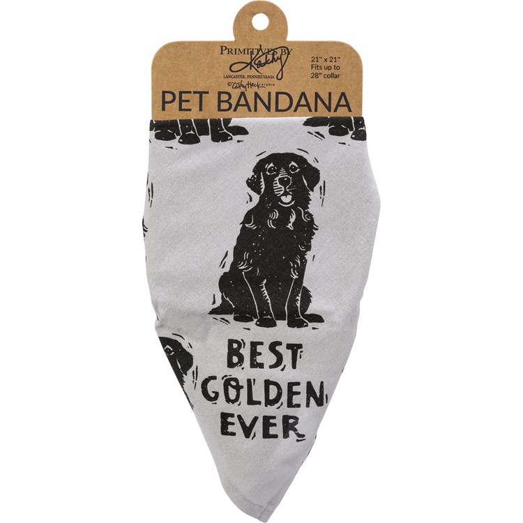 Golden/Love My Human Large Pet Bandana - Cotton