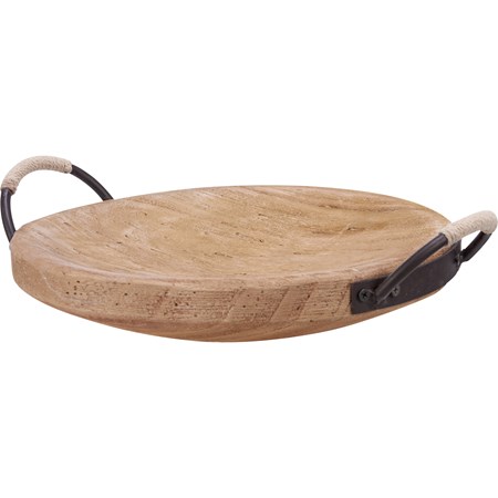 Wood Bowl Tray - Wood, Metal, Jute