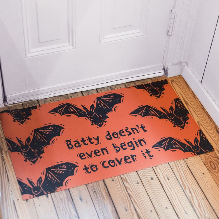 Batty Doesn't Even Begin To Cover It Rug - Polyester, PVC skid-resistant backing