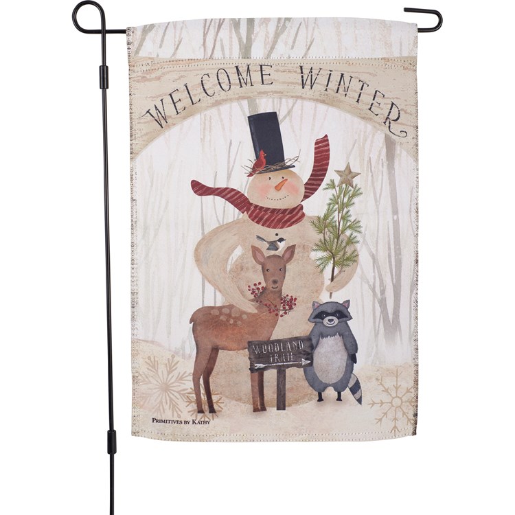 Welcome Winter Garden Flag - Polyester