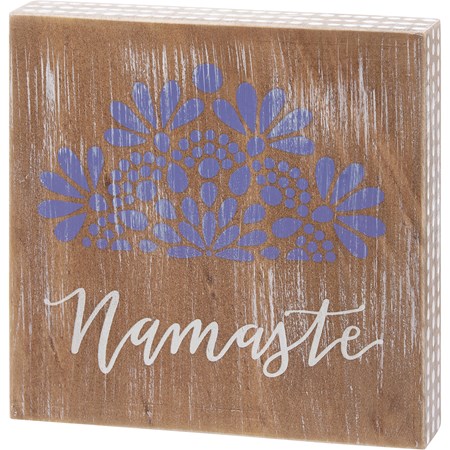 Block Sign - Namaste - 5" x 5" x 1" - Wood