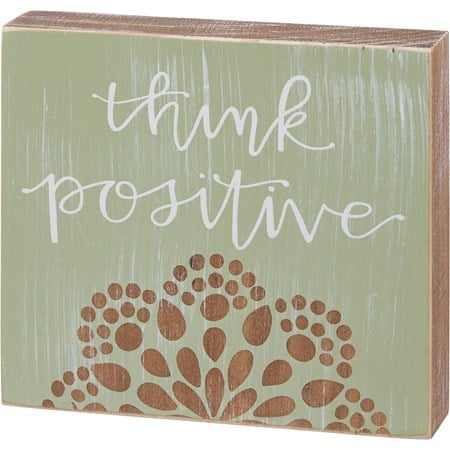 Think Positive Block Sign - Wood