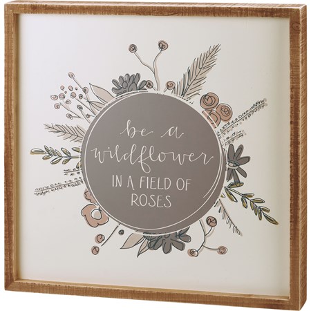 Wildflower Field Of Roses Inset Box Sign - Wood