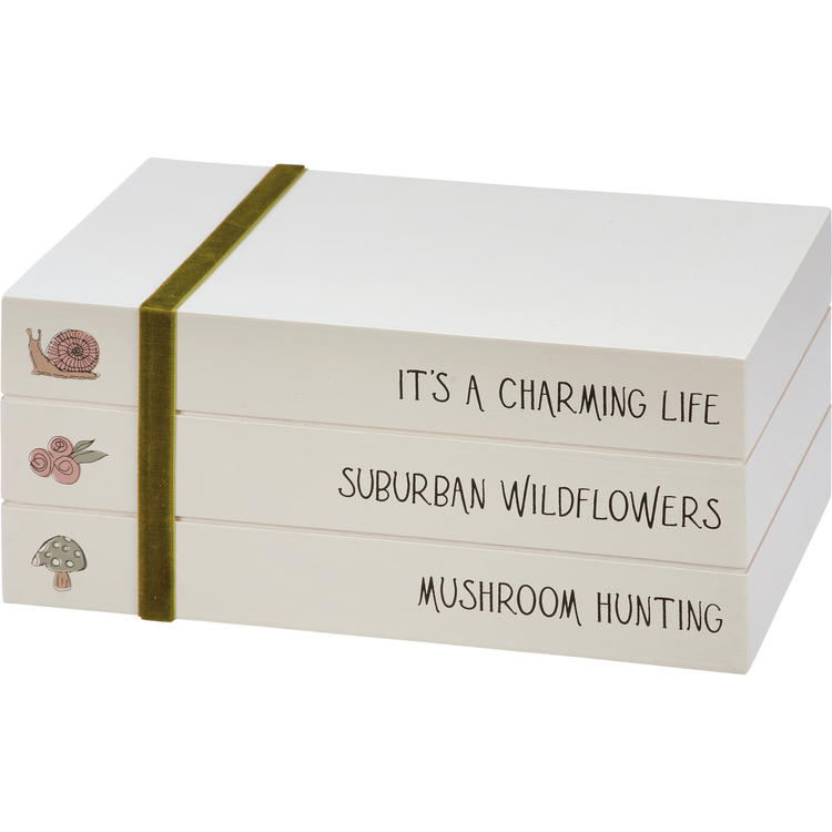 Wildflower Books Sitter - Wood, Velvet