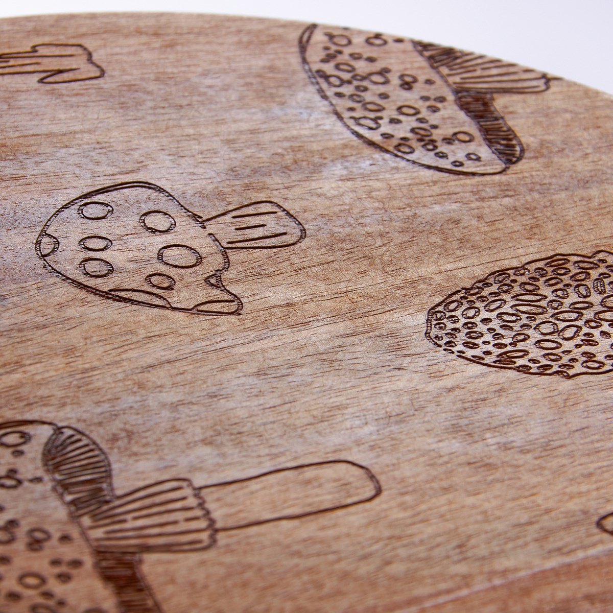 Cutting Board - Mushrooms - 10" x 13.25" x 0.50" - Wood, Leather