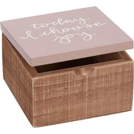 Hinged Box - Today I Choose Joy - 4" x 4" x 2.75" - Wood, Metal