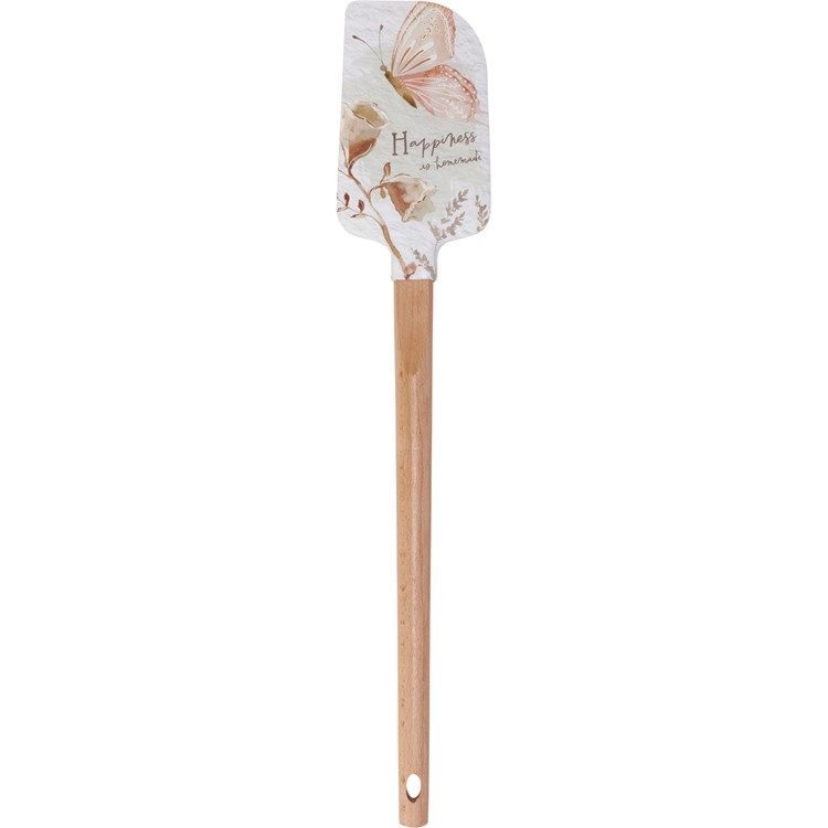 Spatula - Happiness Is Homemade - 2.50" x 13" x 0.50" - Silicone, Wood
