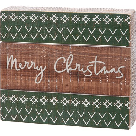 Merry Christmas Slat Box Sign - Wood