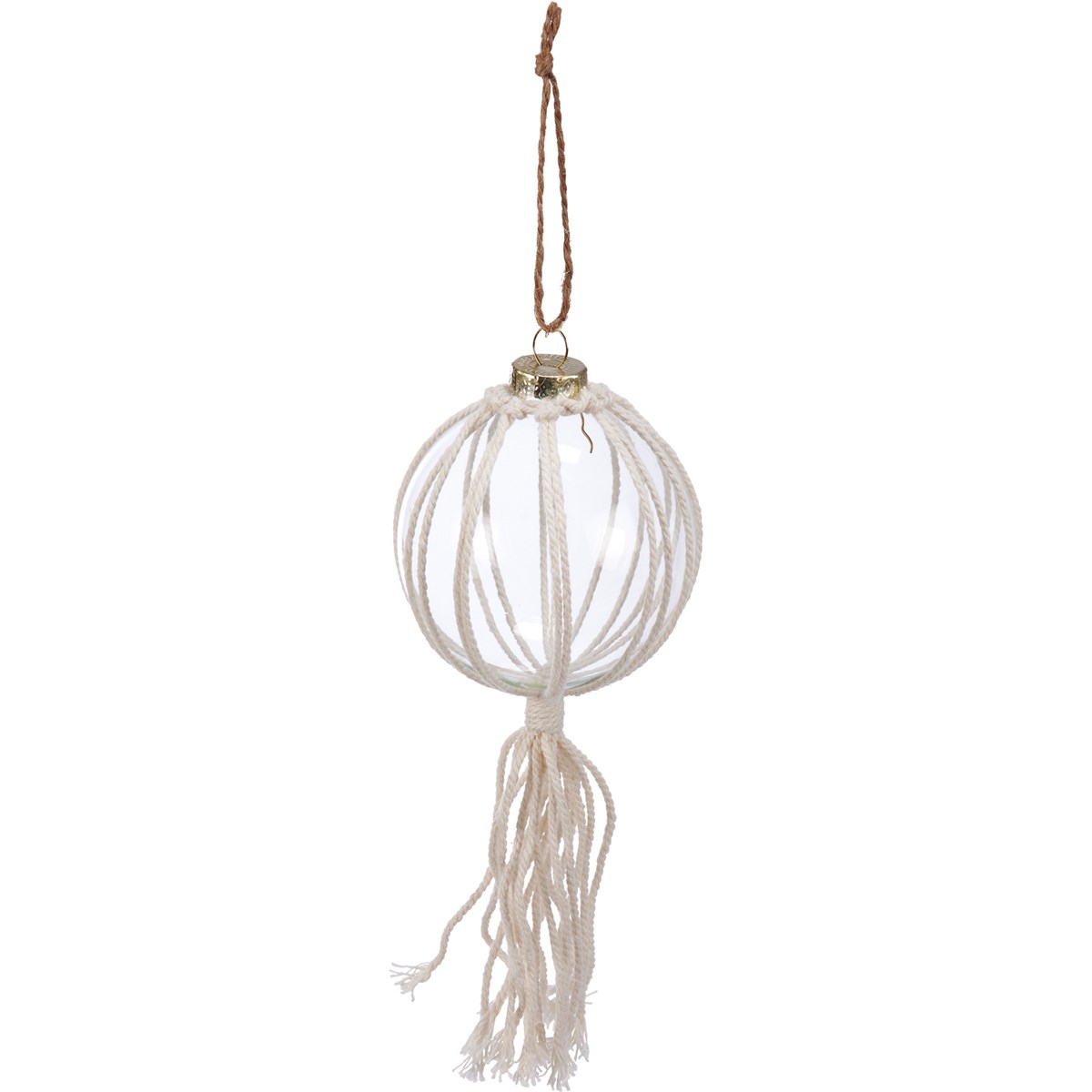 Macrame Balls Ornament Set - Glass, Cotton, Jute, Metal