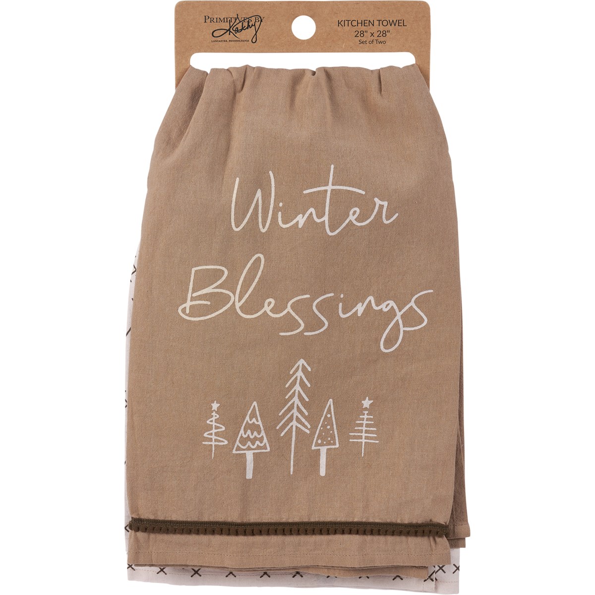 Winter Blessings Kitchen Towel Set - Cotton, Ribbon