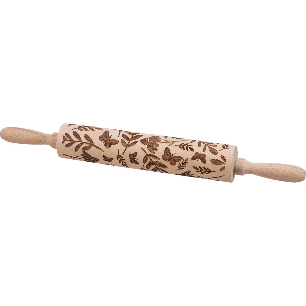 Butterfly Large Embossing Rolling Pin - Wood