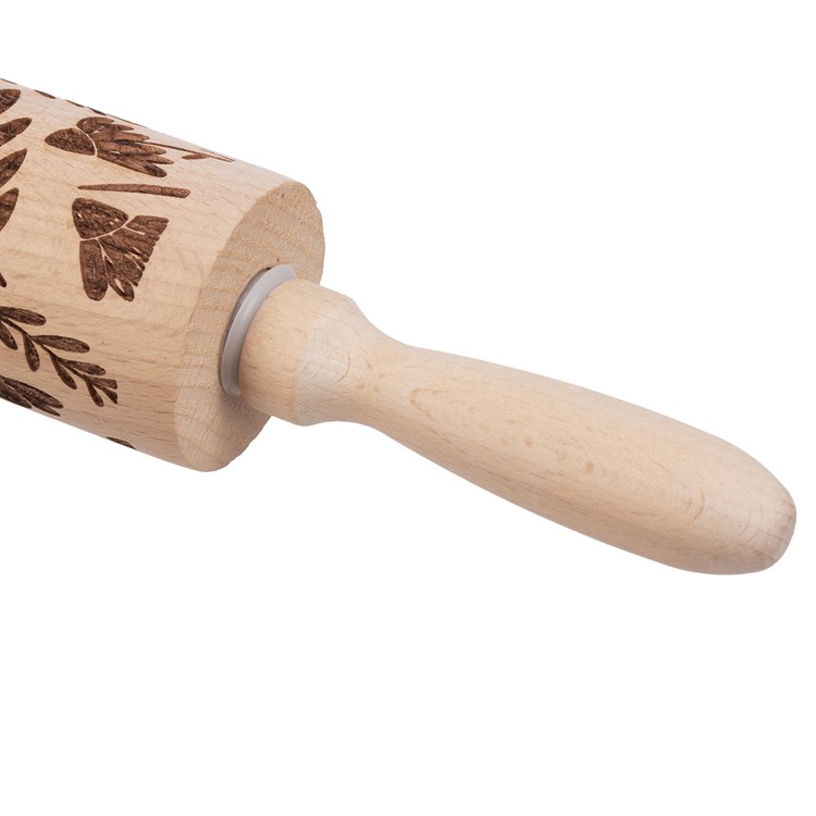 Floral Embossing Large Rolling Pin - Wood