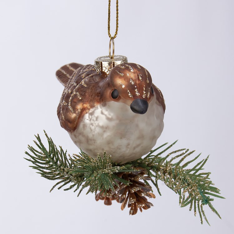 Partridge Glass Ornament - Glass, Metal, Plastic, Pinecone,  Glitter