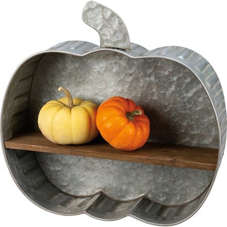 Shelf - Pumpkin - 14" x 13.50" x 4" - Metal, Wood