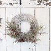 Sugared Pine Wreath - Plastic, Pinecones, Wood, Wire, Mica