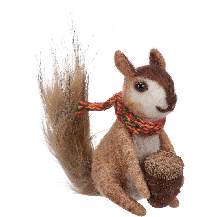 Squirrel With Scarf Critter - Wool, Polyester, Jute, Plastic