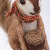 Critter - Squirrel With Scarf - 3.50" x 4" x 2.50" - Wool, Polyester, Jute, Plastic