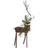 Large Christmas Deer Sitter Set - Metal, Plastic, Wire, Pinecones, Glitter