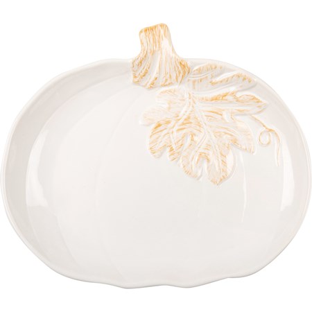 Plate Lg - White Pumpkin - 10" x 8.50" x 1" - Ceramic