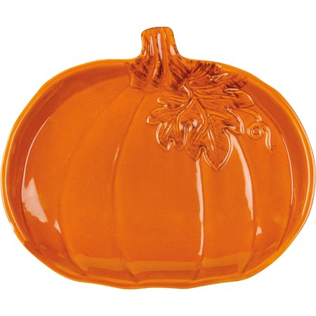 Plate Sm - Orange Pumpkin - 8" x 6.75" x 1" - Ceramic
