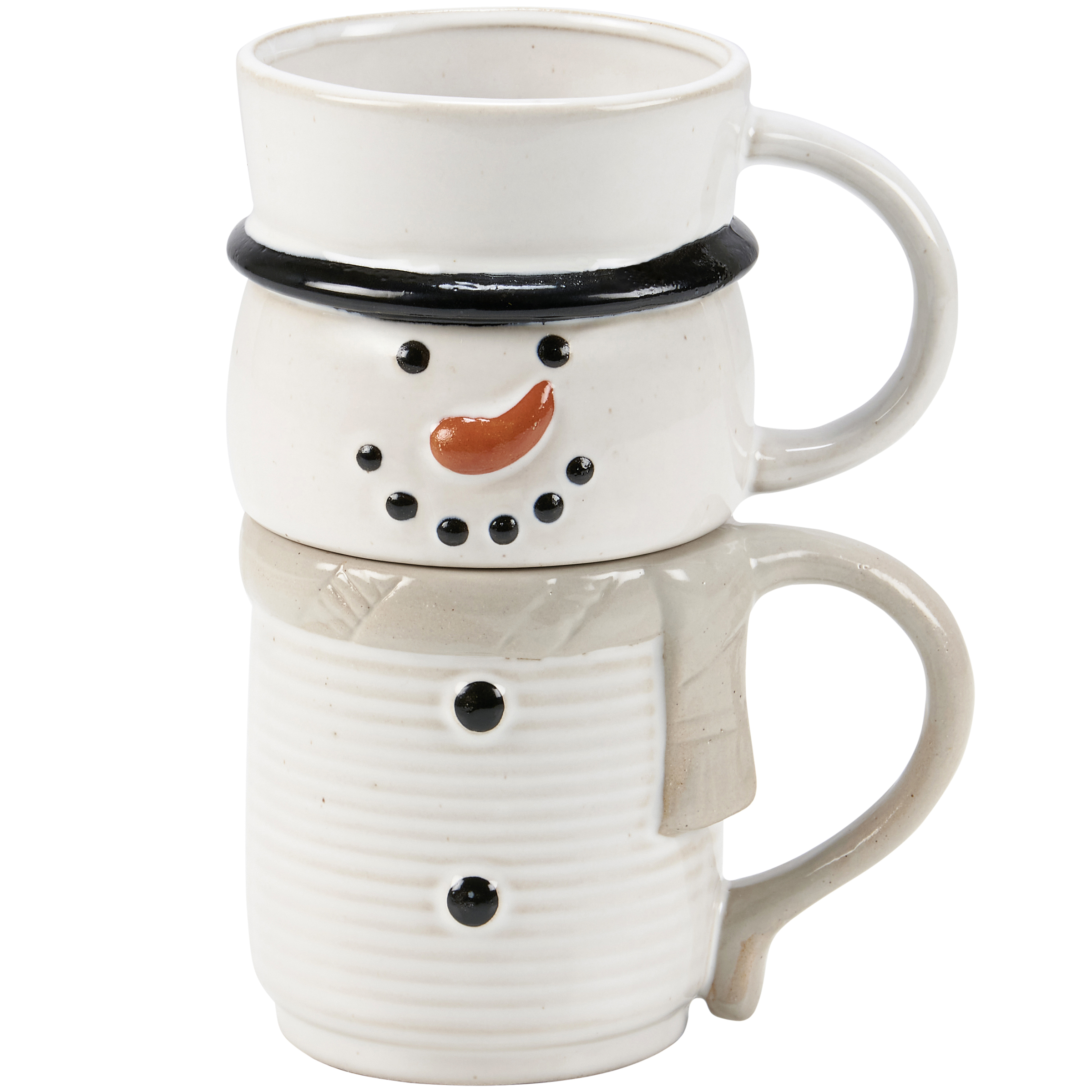 Stacked Snowman Mug Set   Primitives By Kathy