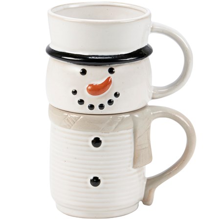 Stacked Snowman Mug Set - Stoneware