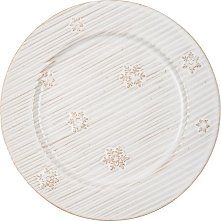 Plate Lg - Ribbed Snowflake - 10" Diameter - Ceramic
