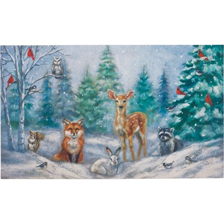 Winter Family Rug - Polyester, PVC skid-resistant backing