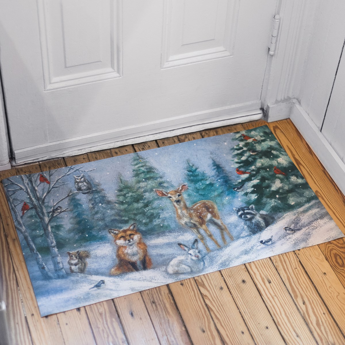 Winter Family Rug - Polyester, PVC skid-resistant backing