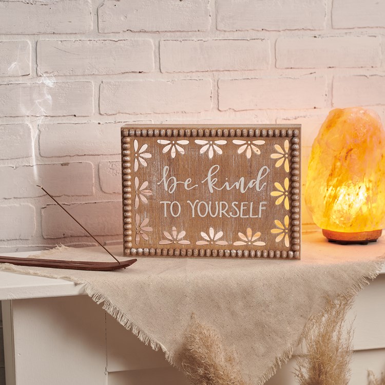 Box Sign - Be Kind To Yourself - 10.75" x 8" x 1.75" - Wood