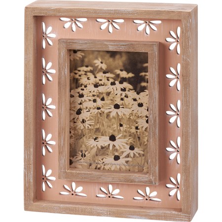 Inset Box Frame - Flowers - 7.25" x 9.25" x 1.75", Fits 4" x 6" Photo - Wood