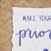 Ornament - Make Yourself A Priority - 6.50" x 6.50" x 0.25" - Wood, Faux Rattan, Paper, Cotton
