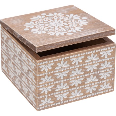 Hinged Box - Mandala - 4" x 4" x 2.75" - Wood, Metal