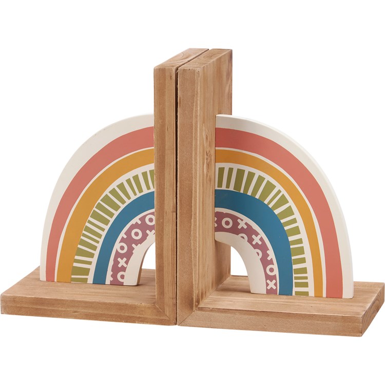 Bookends - Rainbow - 5" x 7" x 4" - Wood