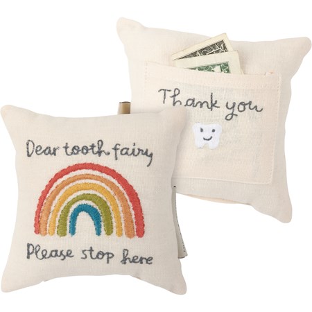 Dear Tooth Fairy Please Stop Here Pillow - Cotton, Linen