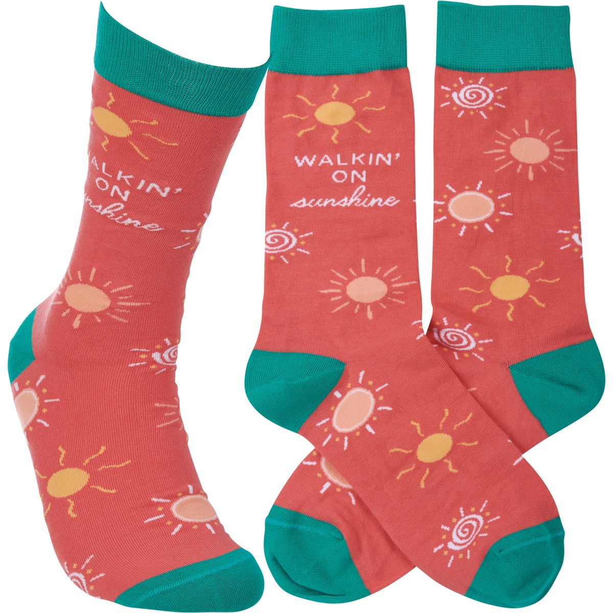 Socks - Walkin' On Sunshine - One Size Fits Most - Cotton, Nylon, Spandex