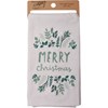 Merry Christmas Greens Kitchen Towel - Cotton, Linen