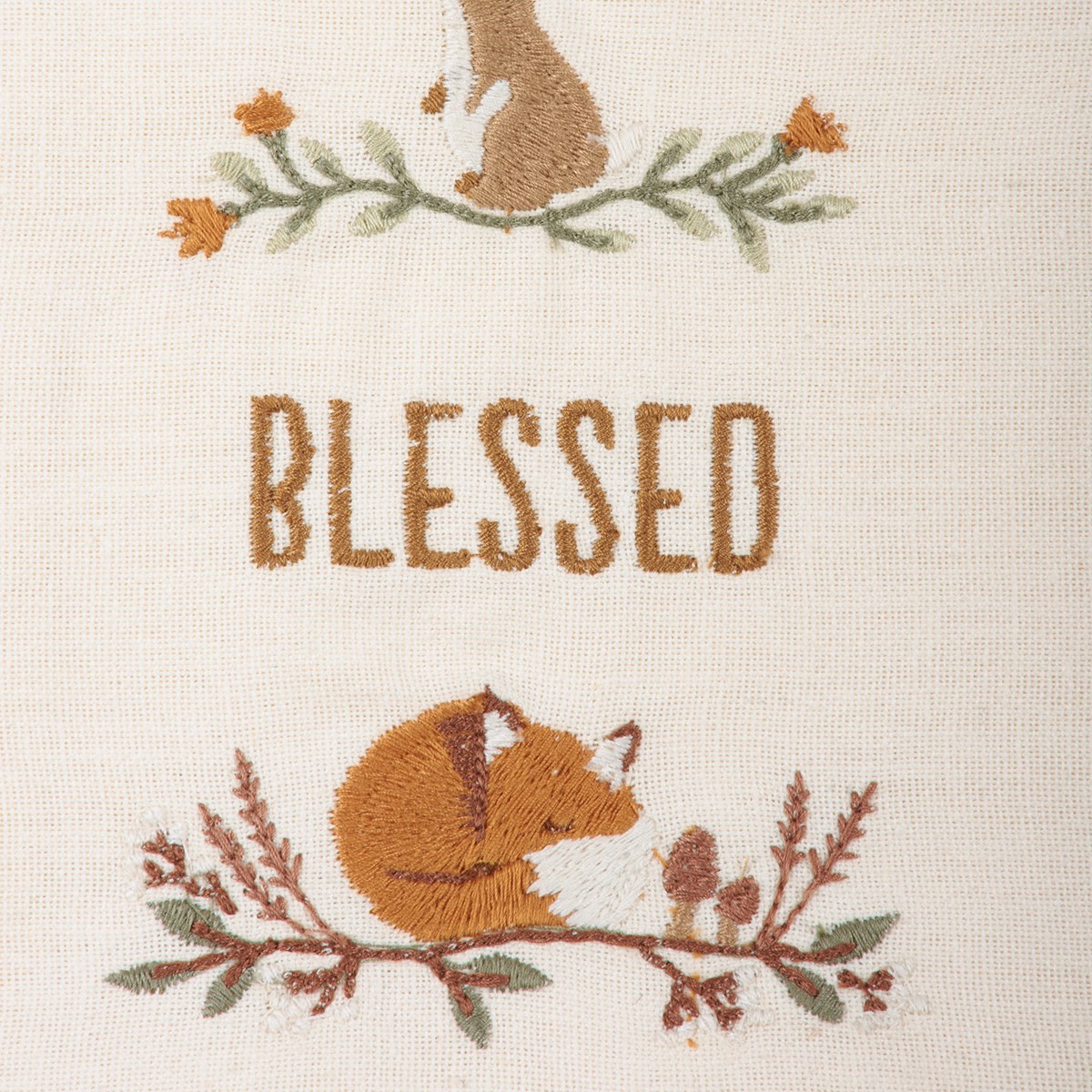 Thankful Grateful Blessed Embroidered Kitchen Towel - Cotton, Linen