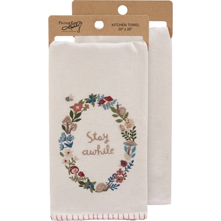 Kitchen Towel - Stay Awhile - 20" x 26" - Cotton, Linen