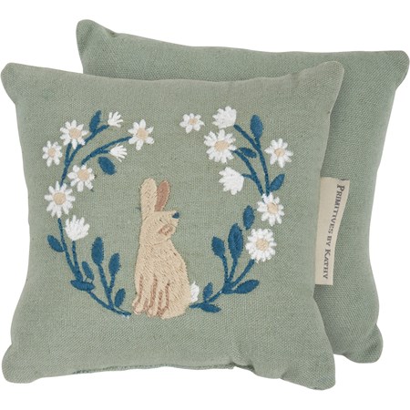 Mini Pillow - Bunny - 6" x 6" - Cotton, Linen