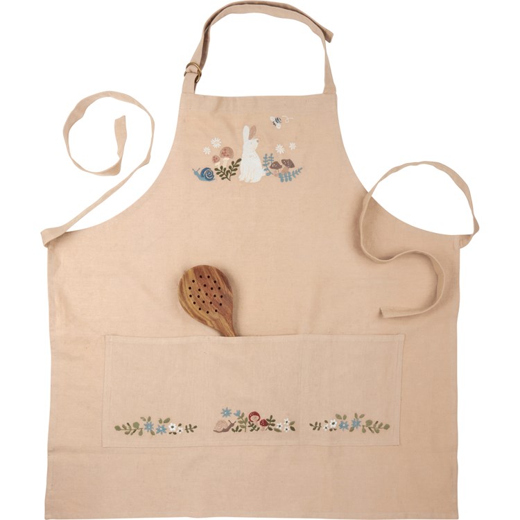 Apron - Bunny And A Bee - 27.50" x 28" - Cotton, Linen, Metal