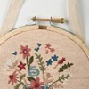 Hoop - Teacup And Flowers - 5" Diameter x 0.25" - Cotton, Linen, Wood, Metal