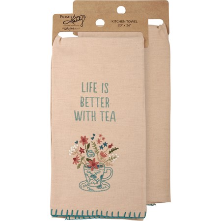 Kitchen Towel - Life Is Better With Tea - 20" x 26" - Cotton, Linen