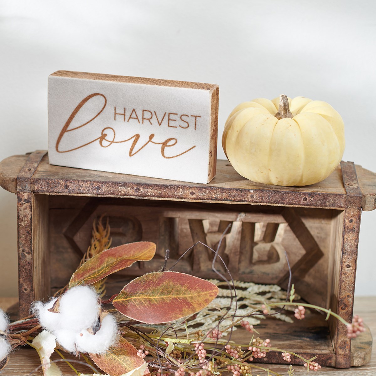 Harvest Love Block Sign - Wood, Velvet
