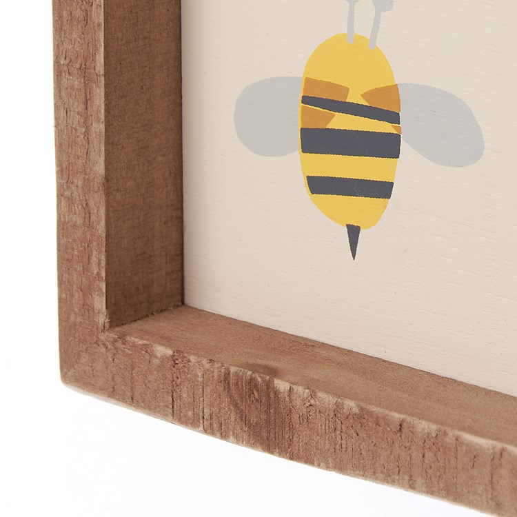 Bee Kind Felted Bee Inset Box Sign - Wood