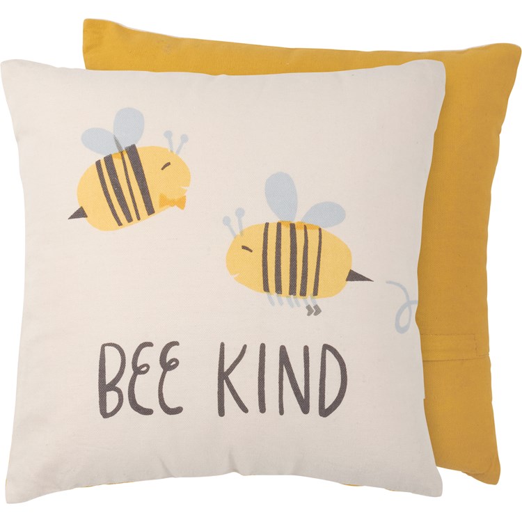 Pillow - Bee Kind - 12" x 12" - Cotton, Zipper